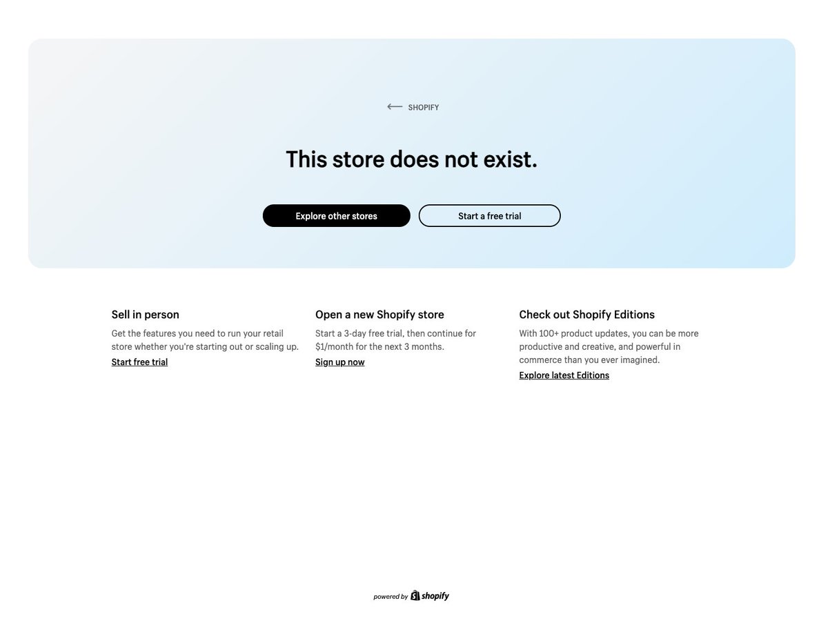 jpaylor's tweet photo. The worst part of this latest Shopify outage is some customers are intermittently seeing error pages saying "This store does not exist."

Scary for us, and scary for customers! https://t.co/rkdwJ2jU0Y