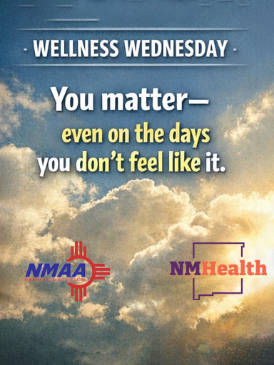 _NMAA's tweet photo. #WellnessWednesday
Presented by New Mexico Department of Health
Text 988 for support during a crisis or for mental health needs.
Talk To Someone
#YouMatter
@nmdoh https://t.co/BVtJu78Vfr