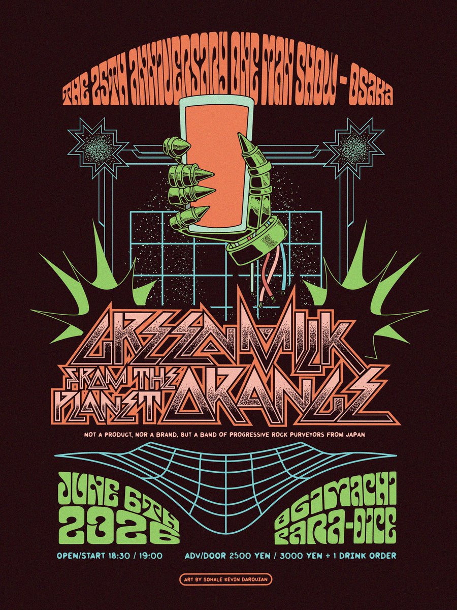 deadkrocks's tweet photo. ▼GREEN MILK FROM THE PLANET ORANGE▼
!!!25周年大阪ワンマン!!!
6/6土
扇町para-dice
"GREEN MILK FROM THE PLANET ORANGE 25th ANNIVERSARY ONE MAN SHOW-OSAKA"

OPEN/START 18:30/19:00
ADV/DOOR 2500/3000円+1Drink
入場特典CD有り！ https://t.co/KBAbRoaK5K