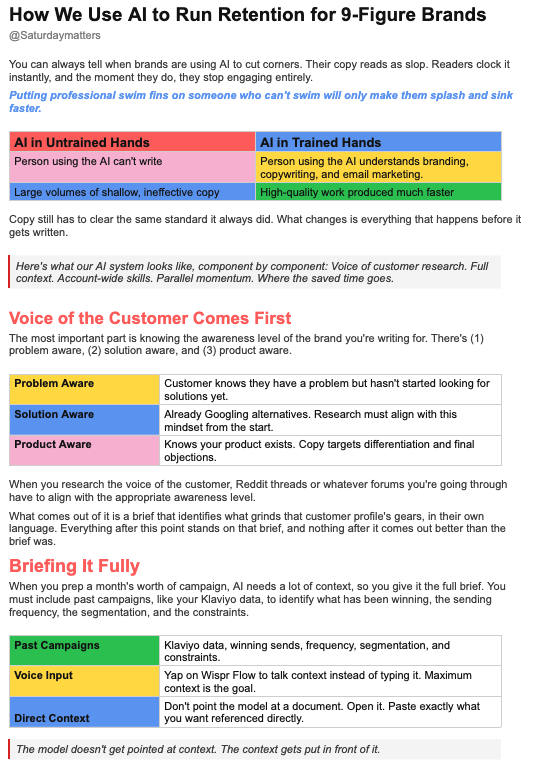 mogulinfluence's tweet photo. If you’re using AI to build retention campaigns and only have time to read one post today, read this one.

If you have time to read two, read it twice. https://t.co/Yuq89wK6FA