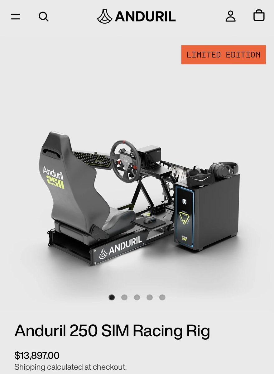 jawwwn_'s tweet photo. Anduril and NASCAR are also selling a $14,000 VR racing simulator rig https://t.co/D55jDjC10A