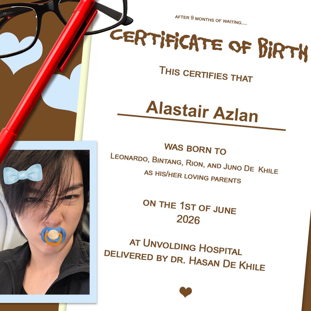 sungchanut's tweet photo. @unvolding Gak pernah kepikiran kalo bakal nerima certificate of birth di umur segini.. rasanya kayak terlahir kembali? Thank you, khils hiks hiks hiksss. https://t.co/IcpDrPIZXw