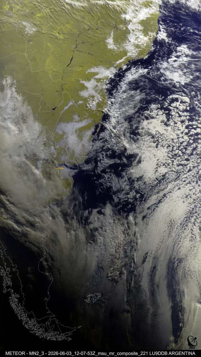 EMAVilladeMayo's tweet photo. METEOR MN2_3 HRPT 03/06/2026 0907 H.O.A
🛰️ Max Elev: 48°E
#satdump #sawbird #sdrplay #Meteor
(Haga clic en la imagen y luego haga clic derecho para abrirla en una nueva pestaña para obtener una resolución completa de la imagen.)
🇦🇷 LU9DDB
https://t.co/AMTMFdl8nW https://t.co/LQl3gpmoZ0