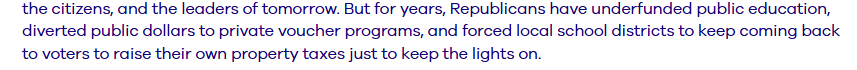 JamesBohnWI's tweet photo. @wisconsin_now She doesn't seem to support vouchers.  From her website: https://t.co/ikRk6R0xIs