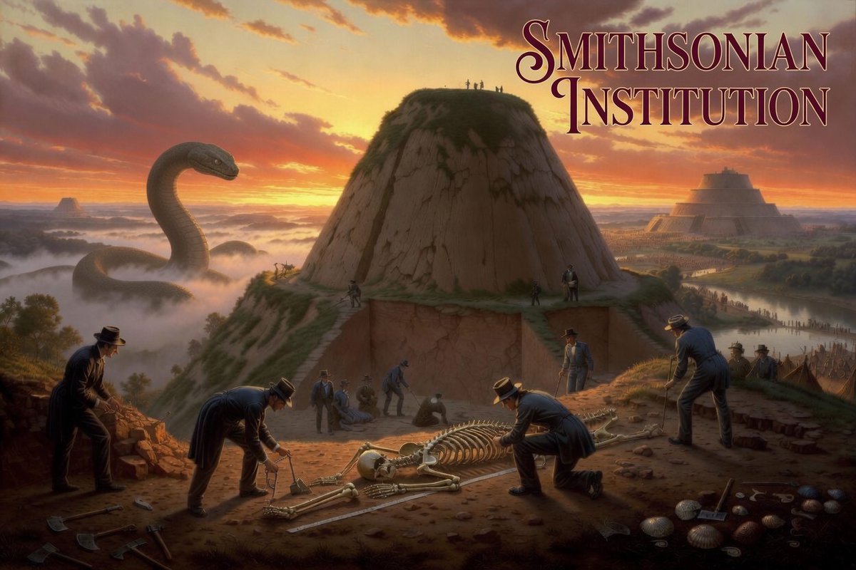 Pouissant17's tweet photo. WHO is ready for SUMMER SCHOOL 2026?
🧵1/?  Summer School 2026: The Smithsonian Excavators – Who Really Dug America’s Mounds? 🔍

Curious minds and truth seekers, @Pouissant17 here with Summer School 2026 — a special series inside Our Giant Journey to the Truth!
Last year we explored the Mound Builders. This summer we dig deeper: Who actually excavated thousands of America’s ancient mounds in the late 1800s? Why did the Smithsonian send teams across the country? What happened to the artifacts — and the bones — they collected?
We’ll examine the key figures who worked under the Bureau of Ethnology, using primary sources like the 12th Annual Report (1894), old newspapers, and field notes. We’ll follow trade routes, question mainstream conclusions, and explore Fact vs. Theory on giants, suppression, and lost history.
Key Questions We’ll Ask:

Who were the main Smithsonian excavators?
What did they actually find along ancient trade networks?
Why do so many skeletons and artifacts seem to have “disappeared”?
How does this connect to Lincoln’s 1848 giant quote and post-Darwin (1859) narratives?

This series builds directly on our Mounds threads (Etowah, Serpent Mound, Poverty Point, Cahokia, etc.). Trade routes remain central — copper from the Great Lakes, shells from the Gulf, and more.
Full Series Lineup:

*Col. P.W. Norris – The Kanawha Valley mound hunter (West Virginia focus)
*Cyrus Thomas – The Bureau Director who shaped the official story
*Edward Palmer – Southeast excavator (Alabama, Mississippi, Louisiana)
*James D. Middleton – Ohio and Illinois mound specialist
*Gerard Fowke – Midwest and Pennsylvania digs
*Thomas Jefferson – The Presidential Pioneer (“Father of American Archaeology”) who excavated a mound in 1783 at Monticello, setting the stage for later systematic digs.

The Smithsonian “Lost” Collections – Artifacts, giant reports, and the suppression question.

Each thread will use the familiar 5W&H format, old newspaper finds, trade route facts, giant/Nephilim theories with links when available.

Keep Digging!This Summer School is for independent researchers. Grab a notebook, search Chronicling America, and save your findings offline.

Have you read any Bureau of Ethnology reports? Visited a mound excavated by these men? 
Drop your thoughts, links, or photos below — let’s build this together!

What’s your biggest question about the Smithsonian Excavators? Reply and let’s start the discussion.
#OurGiantJourney #SummerSchool2026