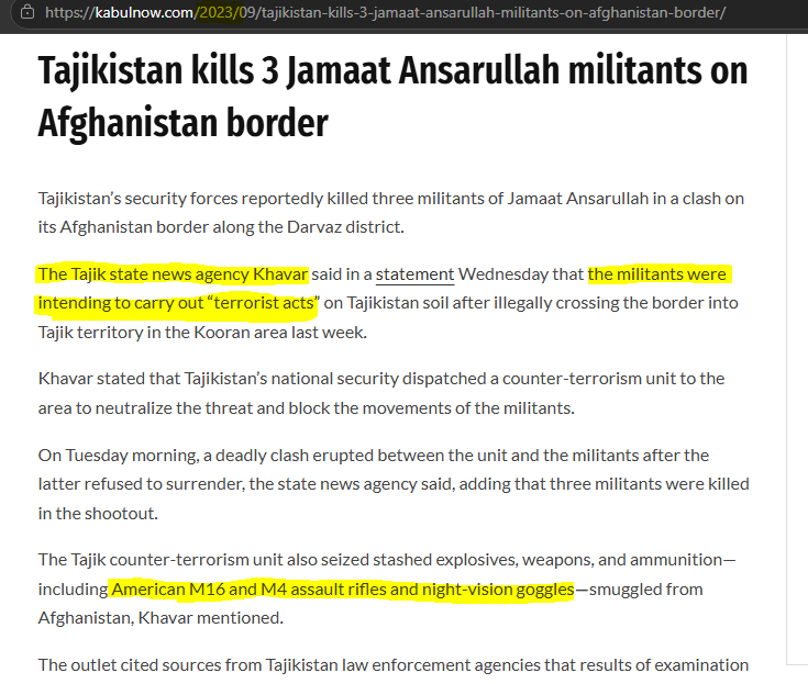 AzadPak1947's tweet photo. @ehsan_shorish Well Iran threw out 1.8M+ Afghans by accusing them of helping Mossad.

Tajikistan faces Anti-Tajikistan terrorists "Jamaat-ul-Ansar"

China faces the "East Turkestan" terrorists from Afghanistan.

A common occurrence: US left weaponry left at the hands of Taliban being used. https://t.co/qucYLNmiF8