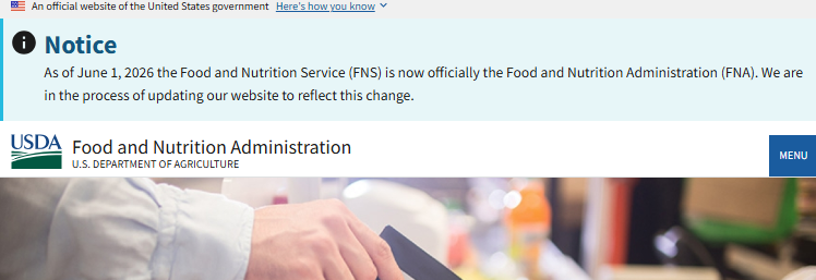 Katie_Bergh's tweet photo. The Trump Administration has apparently renamed the federal agency overseeing federal nutrition programs like SNAP, WIC, and school meals. (Certainly wouldn't want to imply that you might get any food and nutrition service!) https://t.co/tO1WI6Zlee