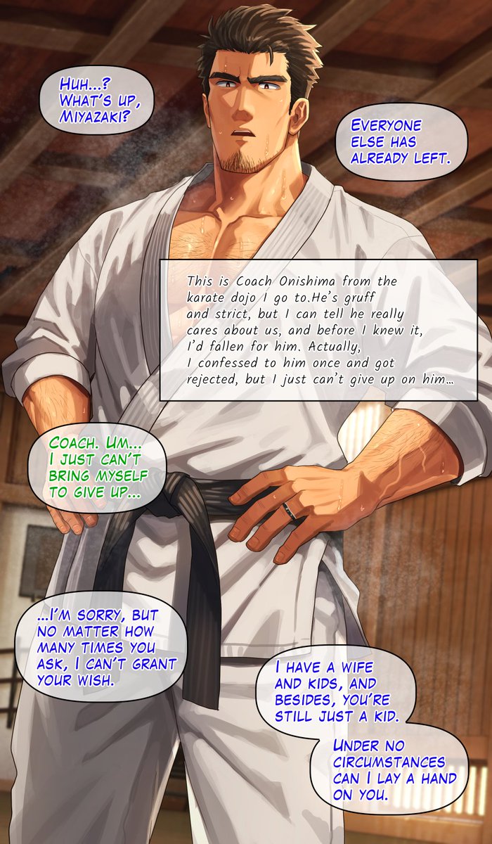 izukonohito's tweet photo. What happened when I tried to seduce the strict, married coach at my karate dojo....❤Find the rest from the FANBOX link in my profile ※All characters are adults and are not related by blood. https://t.co/cXt7vzF10y