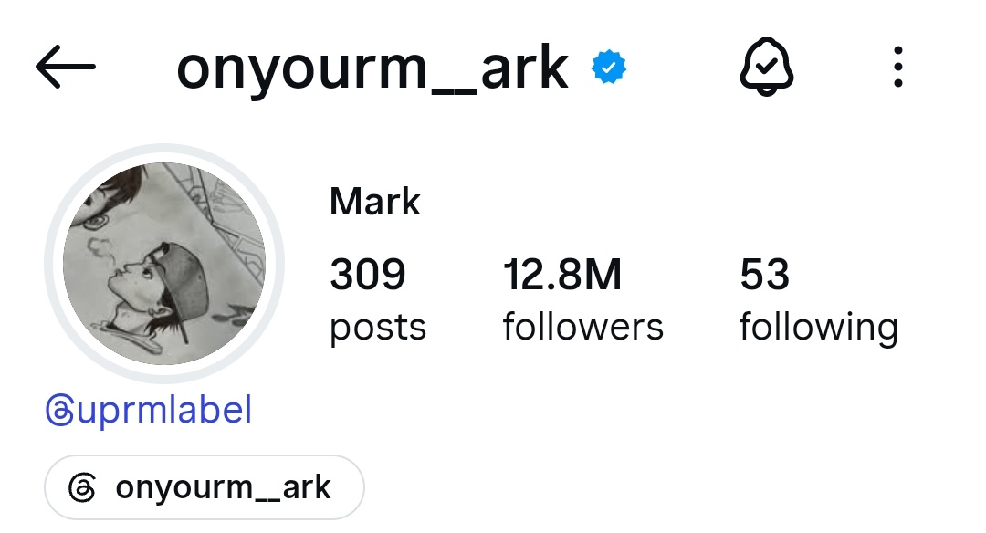chaechmogusun's tweet photo. new label kah? ini mark juga add akunnya di bio ig dia, dan akun @.uprmlabel cuma follow akun ig mark🤡🤡 

new label milik mark sendiri?? https://t.co/lnwKCYBUm6