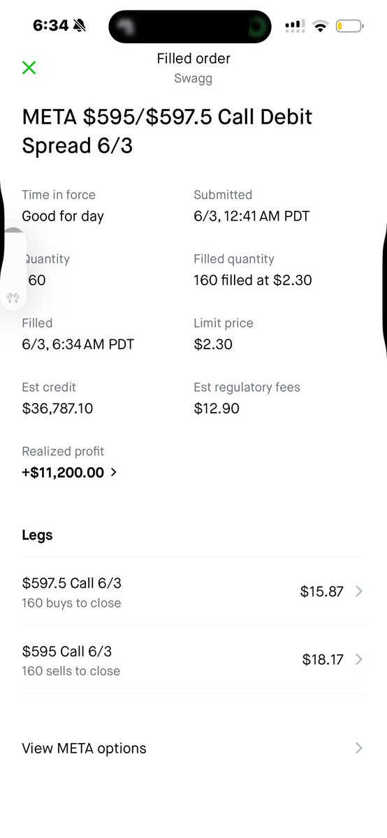 longwashere's tweet photo. Just made another 11k on $meta 

Made over 100k in the last month swing trading meta with 1 rule.

If meta is under 600, you buy. https://t.co/jhKV1mkbH6