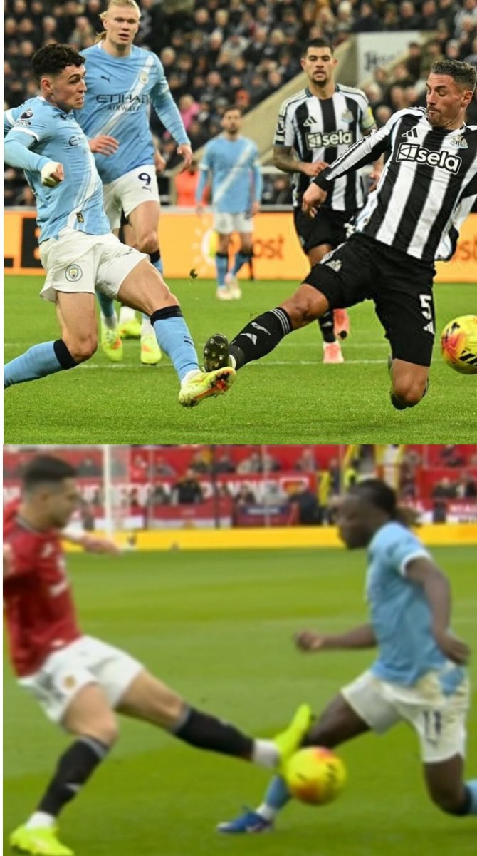 TouchPulse's tweet photo. 🚨 𝗕𝗥𝗘𝗔𝗞𝗜𝗡𝗚: After reviewing every major incident from the 2025/26 Premier League season including penalties, red cards and attacking fouls before goals @TheAthleticFC concluded that Manchester City should have gone into the final matchday TOP of the table, sitting 2 points clear of Arsenal FC.

Two key moments highlighted:

• Diogo Dalot should have been sent off after just 10 minutes in the Manchester derby City went on to lose 2-0.

• Manchester City should have been awarded a penalty away against Newcastle United City lost 2-1.

If those decisions had been correctly made, the Premier League title race could look very different today.

—@TheAthleticFC