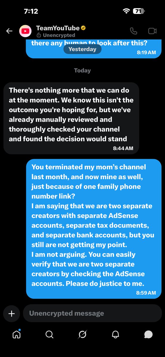 rizwan22893420's tweet photo. @TeamYouTube 4 year with O policy break. Became a back pain patient in my 30s from severe editing sessions, just to get terminated over a linked family number?
Your response: “THERE IS NOTHING MORE THAT WE CAN DO AT THE MOMENT” 
@YouTubeCreators @nealmohan https://t.co/nvplof71ZT