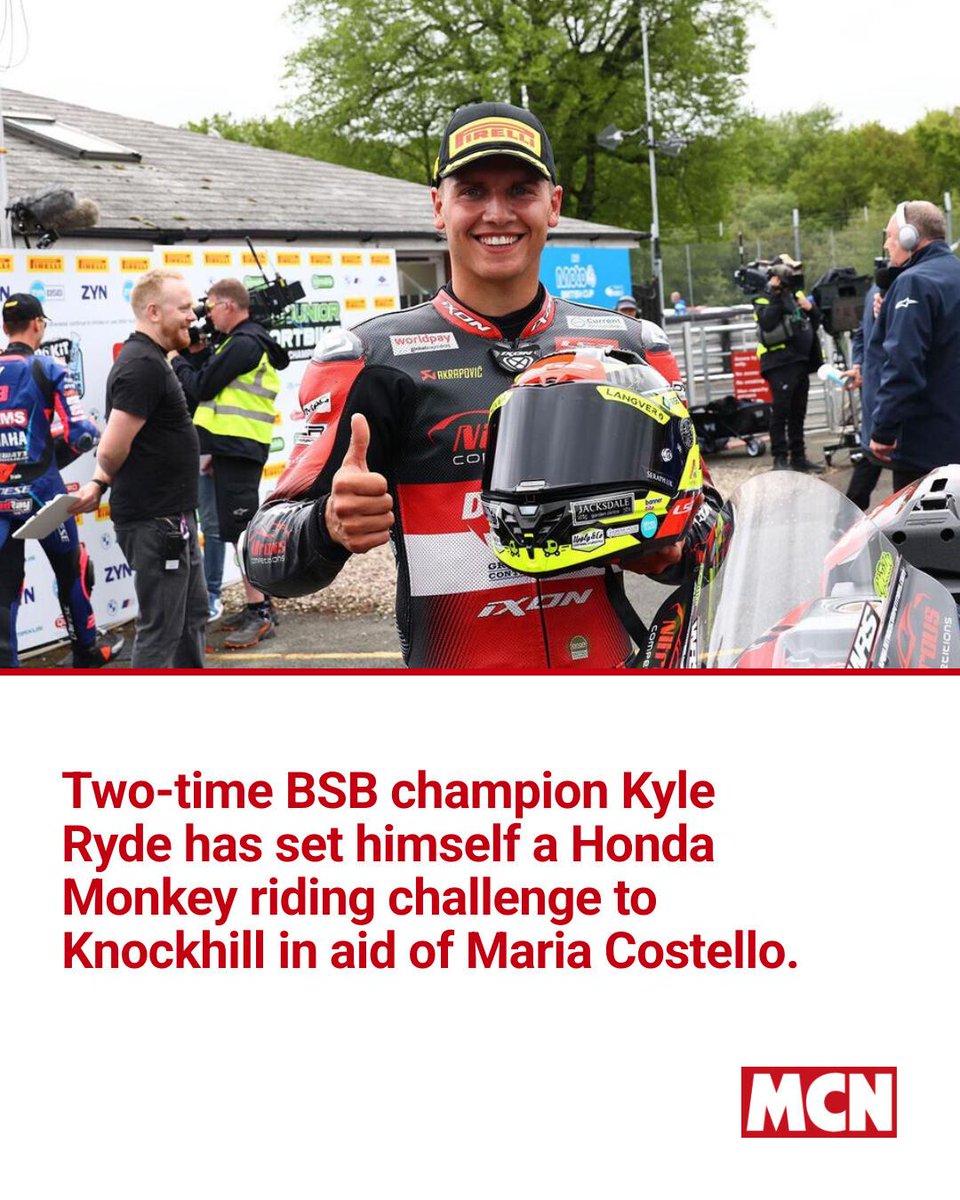 MCNnews's tweet photo. Double BSB champion Kyle Ryde plans to ride his Honda Monkey to Knockhill in Scotland to raise money for Maria Costello MBE. 

Find out more 👉 https://t.co/0QfAw0tPxt https://t.co/tAhYm2f0JP