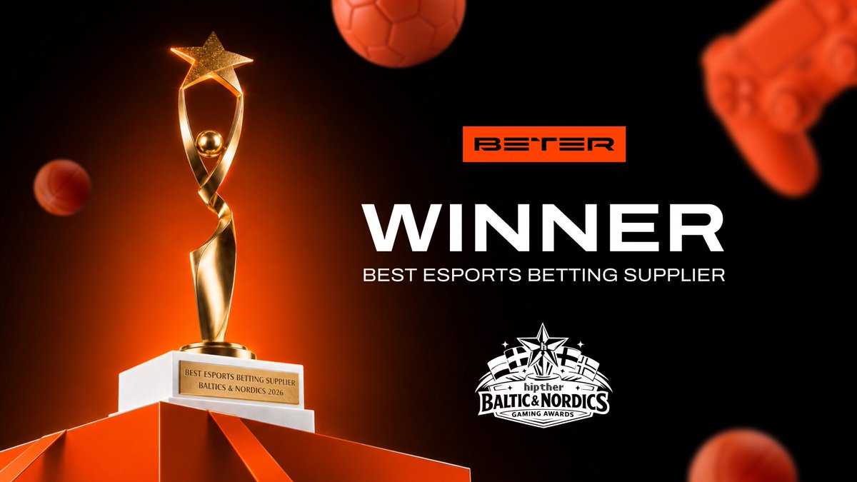 beter_co's tweet photo. We won Best Esports Betting Supplier at the HIPTHER Baltics &amp; Nordics Gaming Awards 2026 🏆🇪🇪

Our 4th industry award win this year 🌟

Thank you to the Baltics &amp; Nordics community, our partners, and industry experts for the trust and support.

#HIPTHER #HIPTHERBaltics #BETER https://t.co/QJAImHRmzC