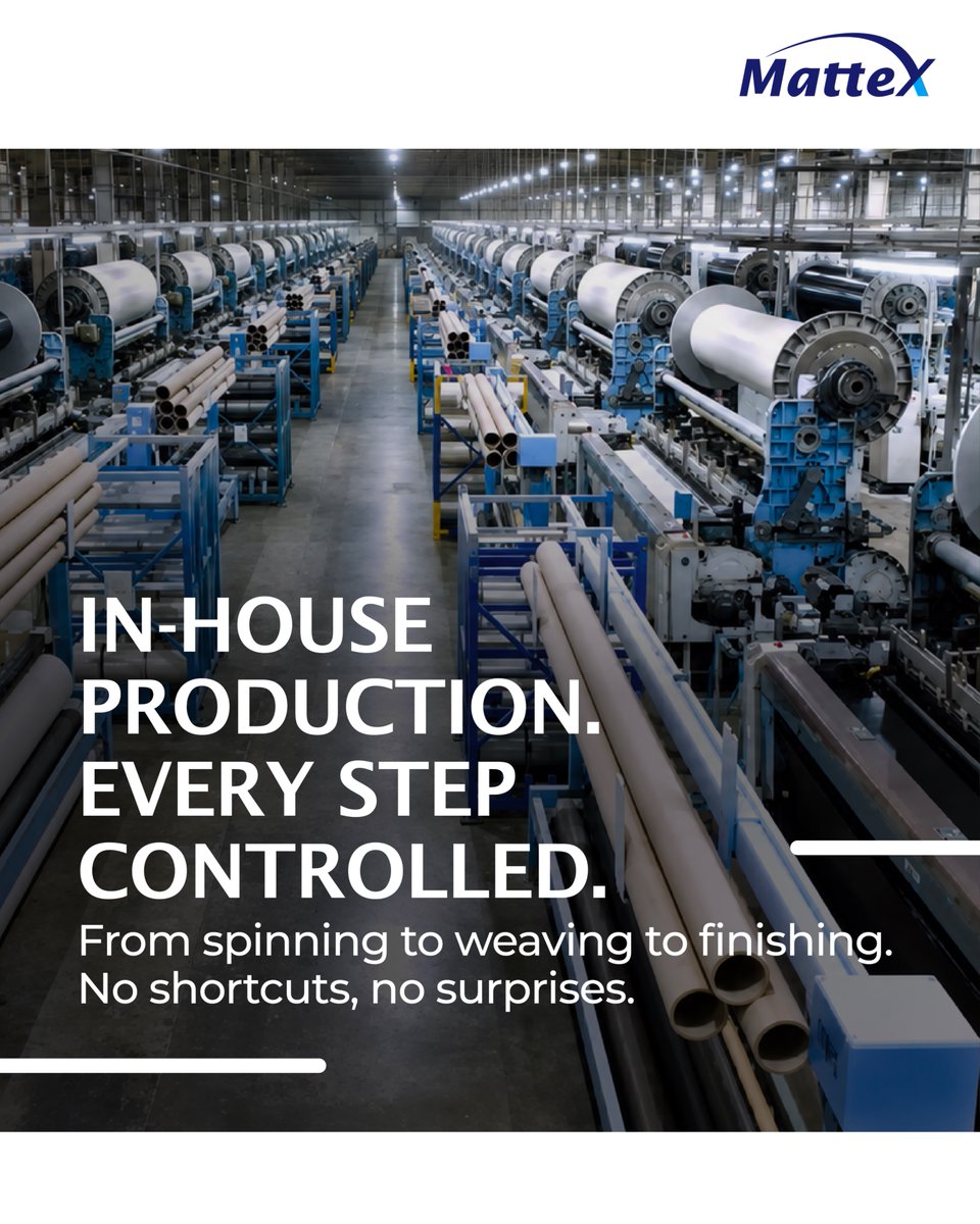 Mattex_Group's tweet photo. There's a reason Mattex products perform the same way every time.

It starts with how we make them, controlled from raw material to finished roll. 

No outsourcing. No guesswork. Just the consistent quality you need to build with confidence.

#QualityControl #VerticalIntegration https://t.co/VeklkZqXwA