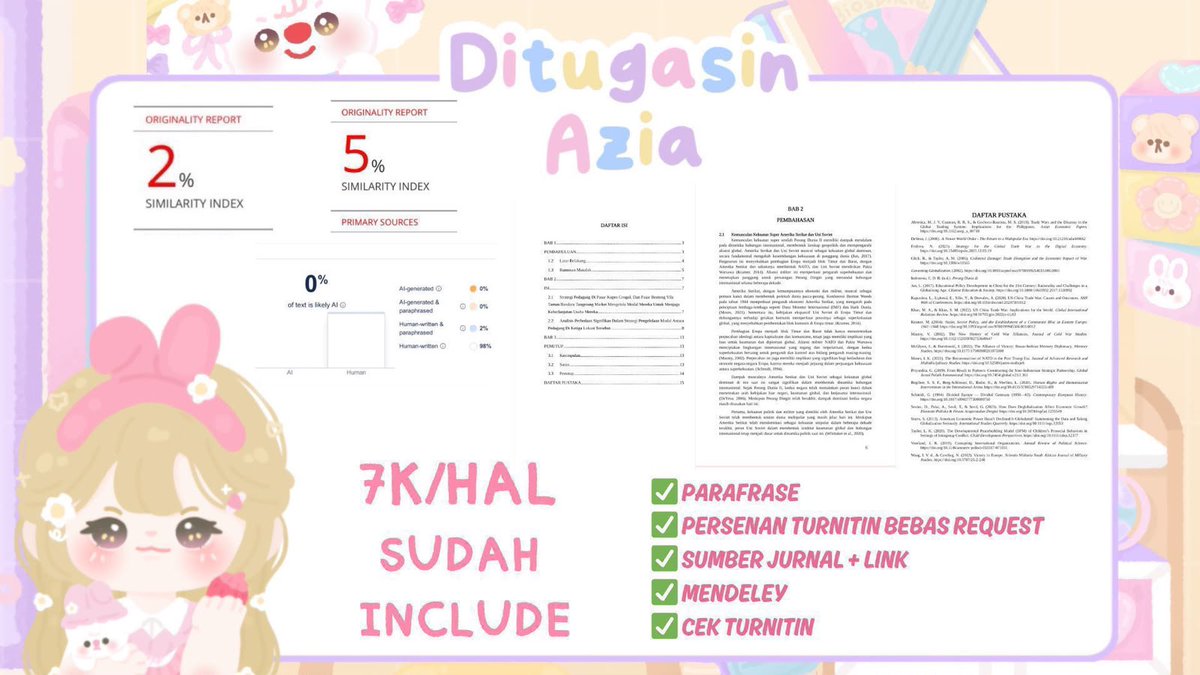flporal's tweet photo. @simpfortaf bisa ya kak taf aloo sini aku tugasin 7rb aja perhalaman sudah di parafrase, cek turnitin, mendeley, dan pastinya sumber jurnal+link akses. sung wa ke https://t.co/q1XIrdSXCu more info dan testi bisa cek pin aku ya https://t.co/aq4llx3nFA