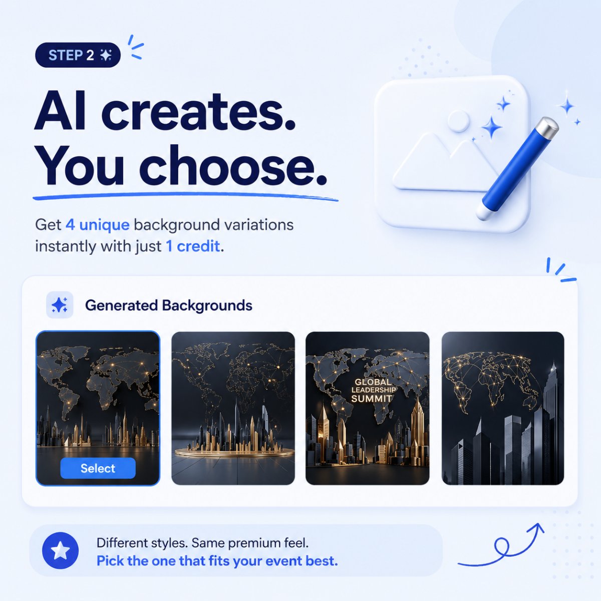 tkt_generator's tweet photo. Your next client ticket design could take 10 seconds instead of 10 revisions.

Describe your event once. Get 4 AI-generated backgrounds with 1 credit.

Ticket Generator:
https://t.co/AQ3duKdDeI
#EventTech #EventAgency #AI #TicketGenerator https://t.co/iyK8UEbzY6