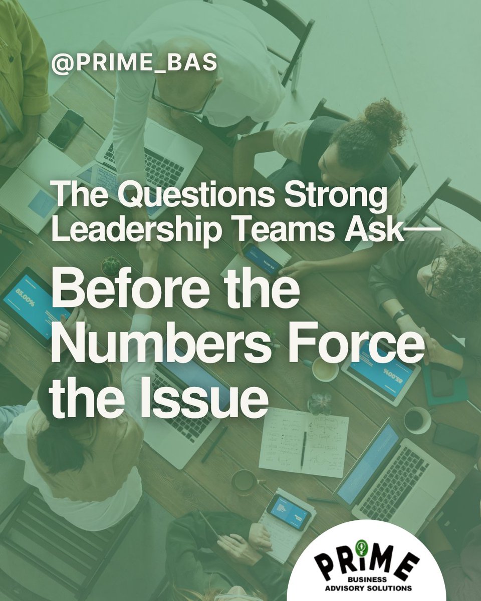 PRIME_BAS's tweet photo. Leadership clarity is not reacting faster. It is seeing earlier.

Strong leaders identify risk and misalignment before it shows up in the numbers.

PRIME Business Advisory Solutions helps leadership teams see the full picture.

https://t.co/MmKJYVV6JP https://t.co/4EYoh1qquM