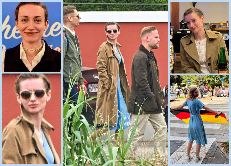 BRechercheteam's tweet photo. Bundesvorstand #ReinhildGoes (stellv. Finanzbeauftragte) der #GenerationDeutschland am 30. Mai in #Porto beim identitären "Ausländer raus" Event #ReSum26. Foto: @theowinkl und Vergleichsfotos via Instagram. Sie war eine von mehreren GD-Mitgliedern vor Ort. https://t.co/dICYcJZero