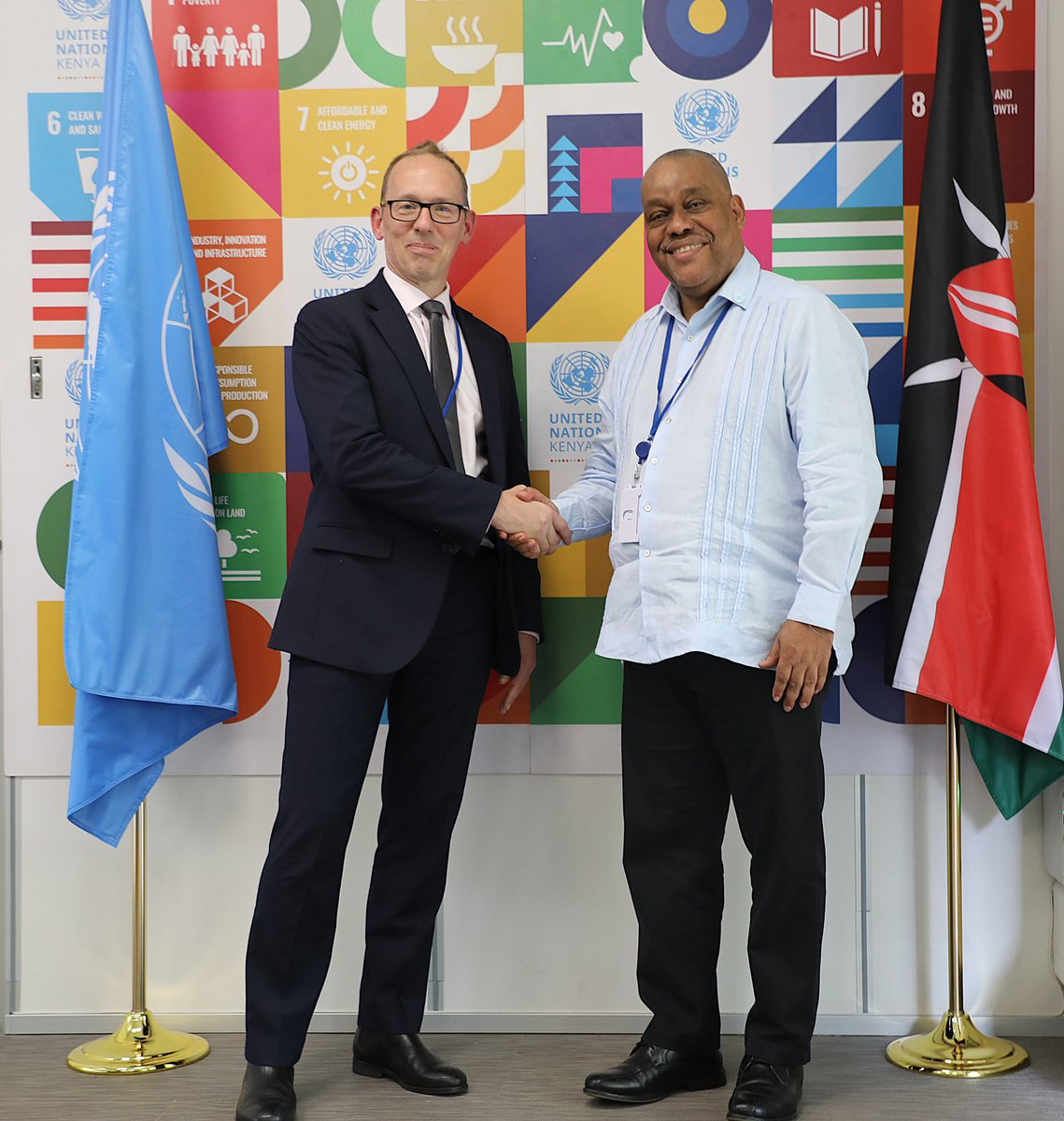 UnKenya's tweet photo. 3/3 
UN Kenya welcomed the UK’s continued support to the UN system in Kenya and reaffirmed its commitment to working closely with the High Commission to advance practical cooperation that supports national priorities and leaves no one behind. https://t.co/GWr40qdk26