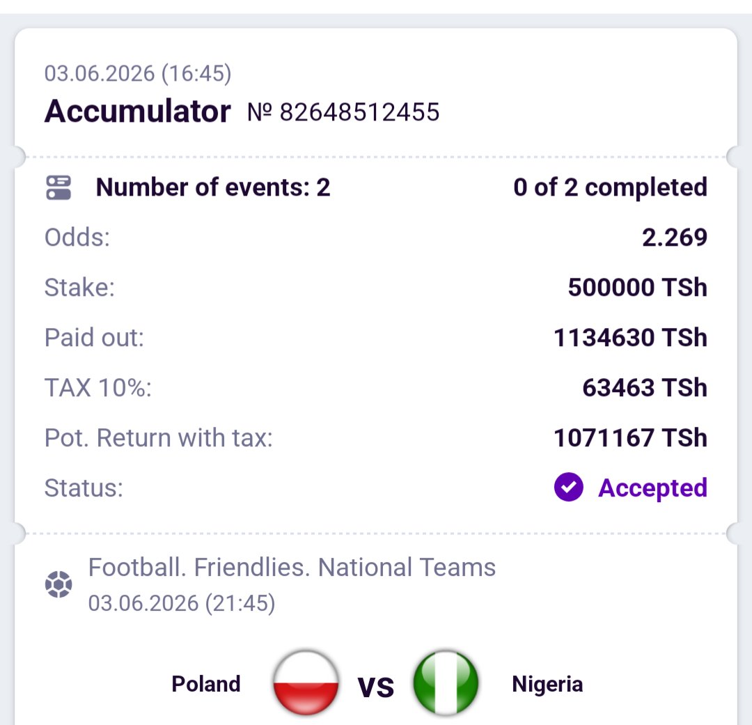 Champione_Tips's tweet photo. FOOTBALL TIPS⚽⚽

TOTAL ODDS:2.2

CODE👉👉PR492

STAKE:500K

HELABET

Jisajili na HELABET.

Link ya TANZANIA🇹🇿: https://t.co/okI3nFDCiK

Link ya NJE YA TANZANIA🌍: https://t.co/9KpDhwDHzX

PROMO CODE: CHAMPION20

📲ANDROID APP LINK: https://t.co/74ktgd9nEw

Maswali yote kuhusu HELABET mfano jinsi ya kuweka code yamejibiwa hapa. 
https://t.co/gEbIHrZ5X4