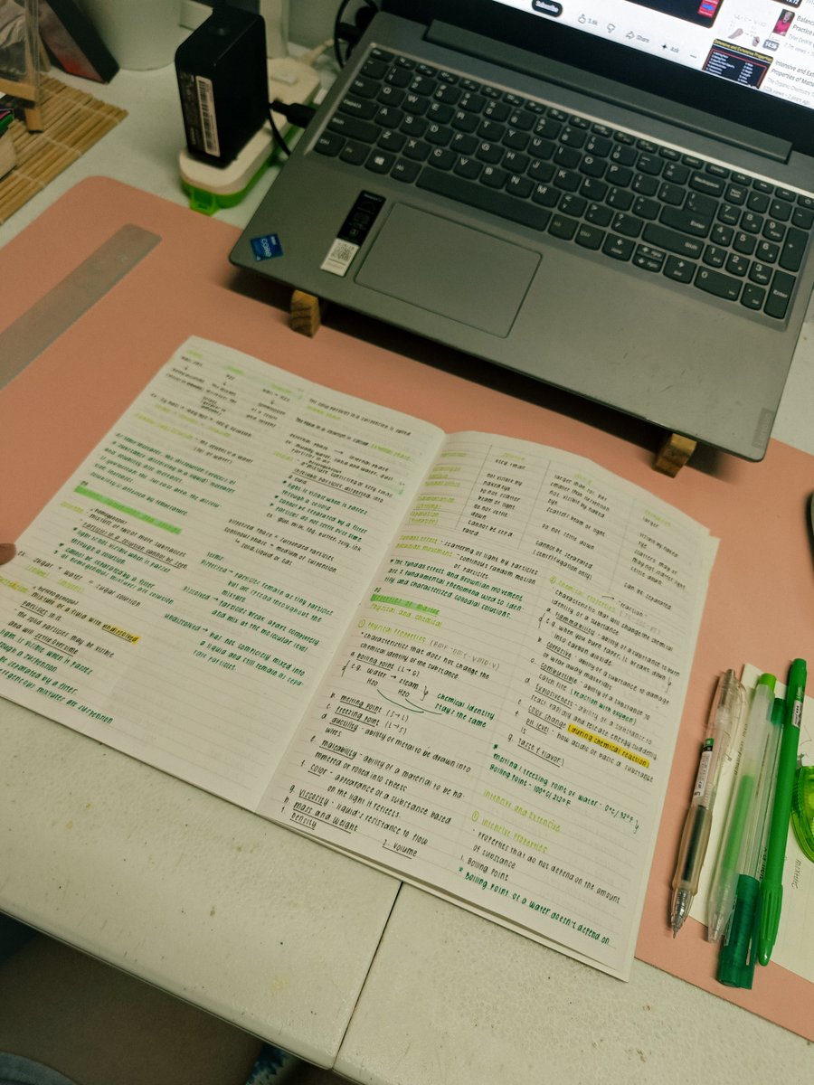 ylarchives's tweet photo. : study log | day 17 
chemistry 🧪

progress 
— reviewed the last topic i studied from week 1 for a refresher &amp; took the same exact mock test (and i got 30/30!!)
— topics: solutions, colloids &amp; suspension, properties and changes in matter 
— got a perfect score again 🥰 https://t.co/HfXUKRcfYC