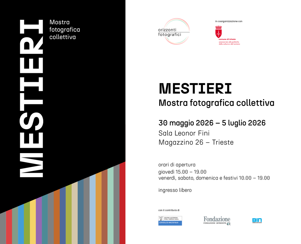ComunediTrieste's tweet photo. Mostra fotografica - I mestieri
📍 Sala Fini Magazzino 26 - Porto Vecchio
📅 Visitabile fino al 5 luglio, giovedì 15 - 19 e venerdì, domenica e festivi 10 - 19
👉 Visite guidate: 4, 11, 18 e 20 giugno e 2 luglio, alle 17.30
🟢 Ingresso libero

Info: https://t.co/1OmGWitrEm https://t.co/9koEIWGZpk