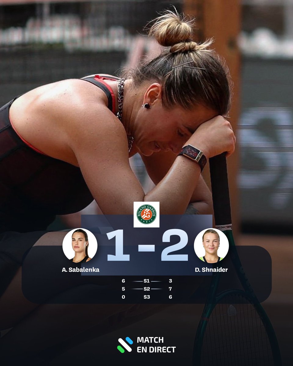 MatchEnDirectFr's tweet photo. 🚨 Aryna Sabalenka tombe en quarts de finale de Roland Garros face à Diana Shnaider https://t.co/2ba52yWqYI