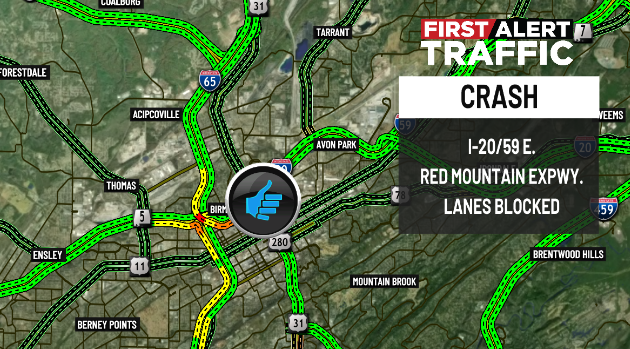 DestinyM_TV's tweet photo. First Alert:
The crash on I-20/59 E. at the Red Mountain Expwy. cleared. @WBRCnews @WBRCtraffic #wbrctraffic https://t.co/mMbVWQ0aSn