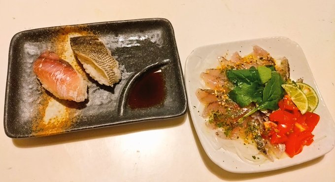 シマイサキの寿司とカルパッチョ 
