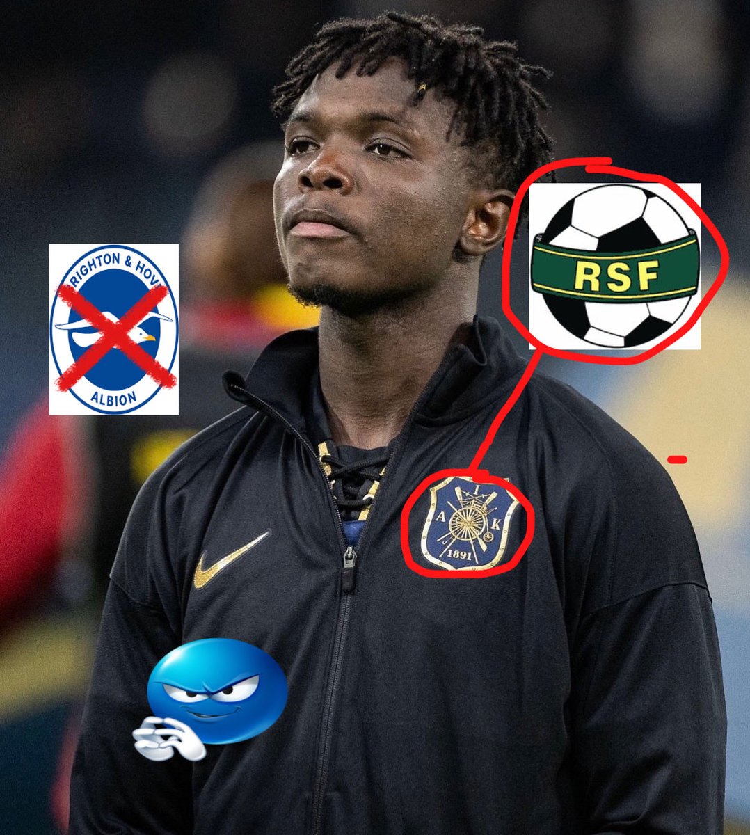 ellignaget's tweet photo. 🚨💣 Brightons överenskommelse med AIK ser ut att spricka då en ny klubb gett sig in i budkriget om Zadok Yohanna. RSF (Rönninge/Salem Fotboll) har budat 103 miljoner euro för AIK-spelaren, med en klausul som gör att Yohanna kan spela kvar i Gnaget resten av århundradet. https://t.co/769bLrHsUP
