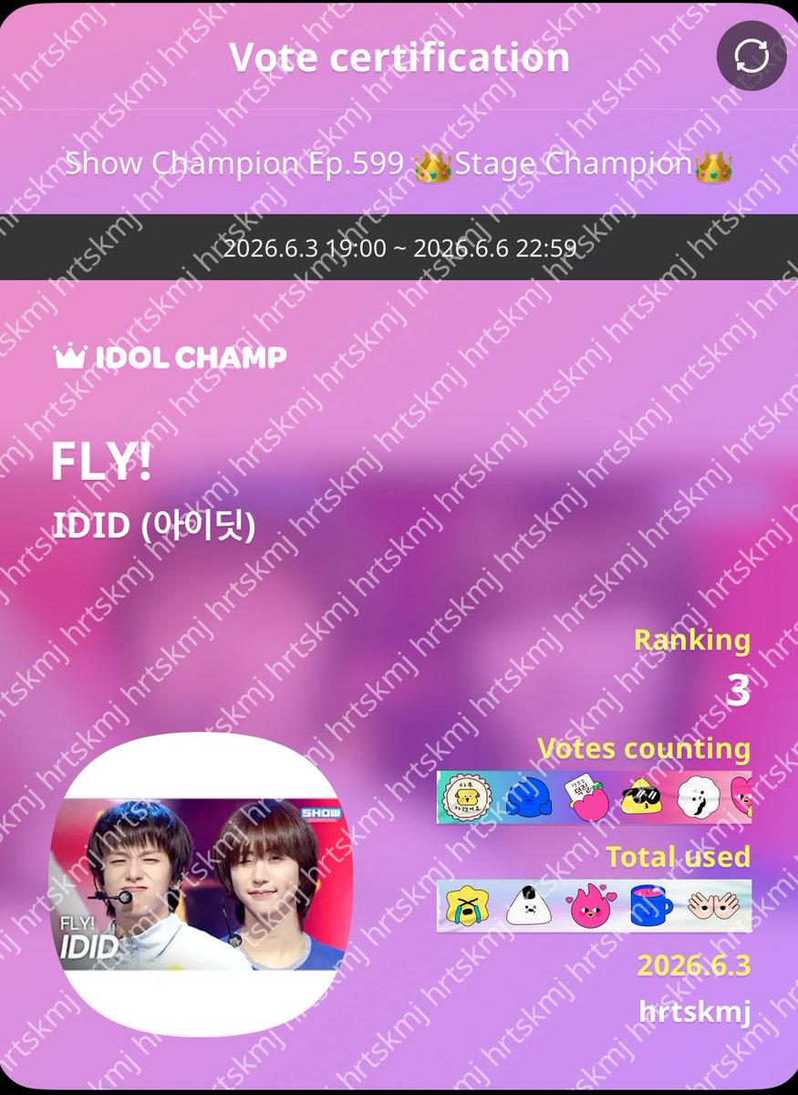 hrtskmj's tweet photo. don’t forget to vote for IDID on idolchamp! https://t.co/XNQPnX24fu