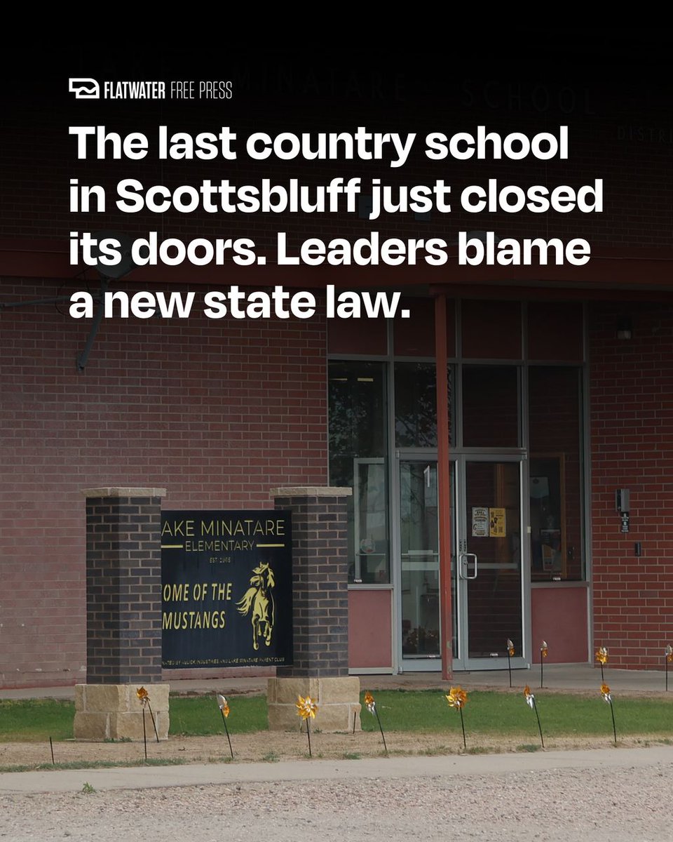 flatwaterfreep's tweet photo. Lake Minatare School in rural Scottsbluff survived for decades after lawmakers required schools like it to consolidate. Then, last month, a new state law forced it to close, devastating generations of students who had fought to keep it open. 

Read more 🔗 https://t.co/AV2ANRgXVI https://t.co/Cw0Q78HXLn