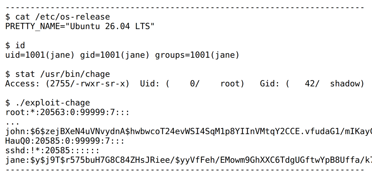 linkersec's tweet photo. Logic bug in the Linux kernel's __ptrace_may_access() function (CVE-2026-46333)

Article about a logical bug in ptrace implementation that allows getting access to file descriptors of other processes and thus escalating privileges in certain scenarios.

https://t.co/s5jkzBpV36 https://t.co/GgwEtmnIP5