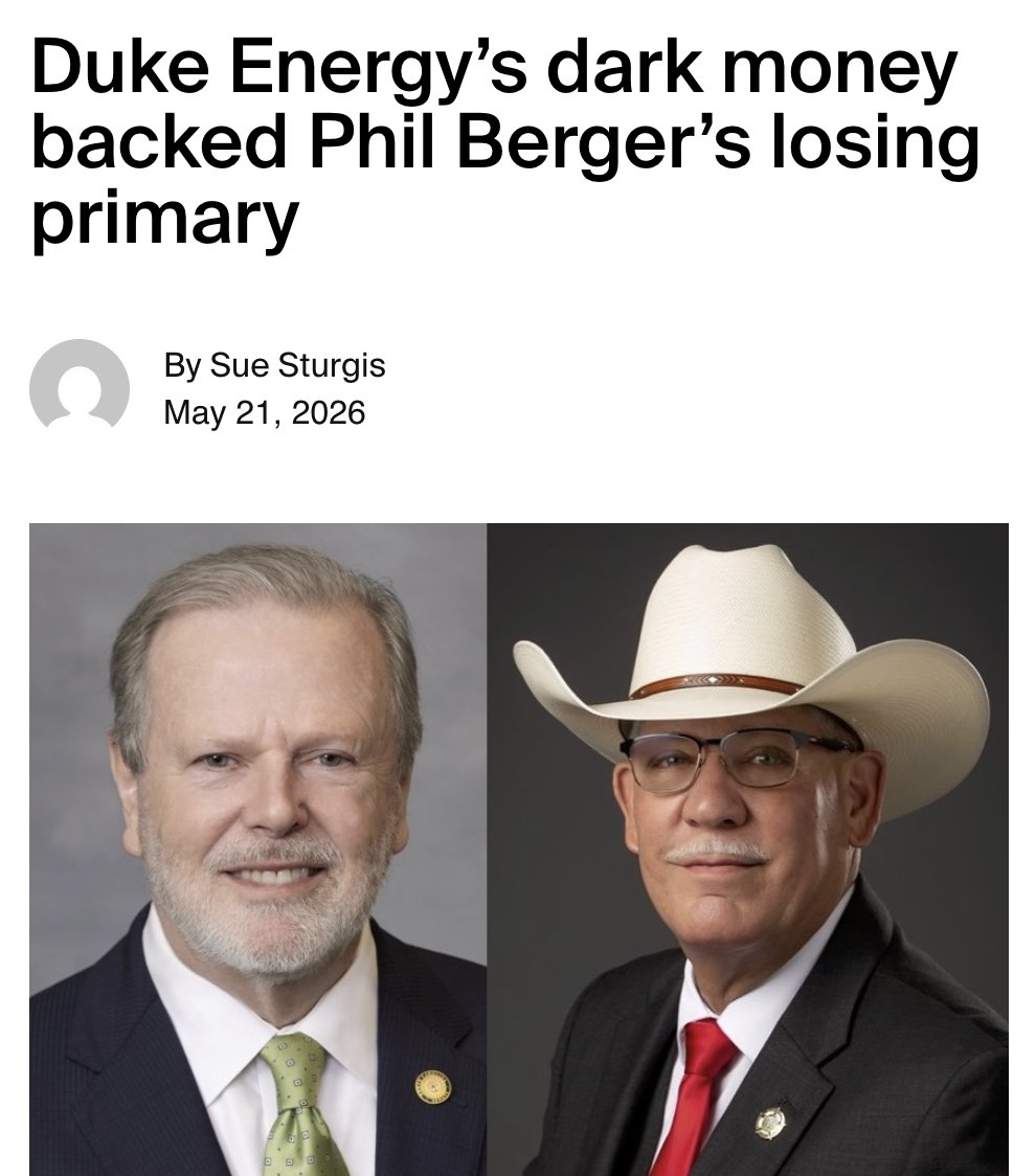 ForwardCarolina's tweet photo. Remember - @DukeEnergy is one of the heaviest spenders on campaign contributions in the North Carolina state legislature.

For that money, they've bought the ability to write their own regulation, name their own regulators, and raise rates however they please. https://t.co/L9vaGOlioy