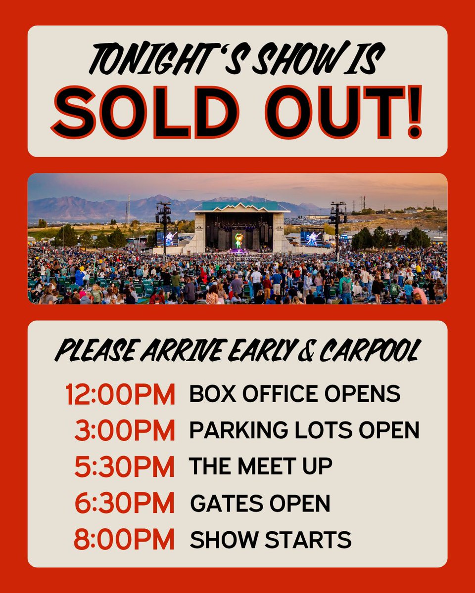 utahfirstamp's tweet photo. TONIGHT! 🔥 It's time for @pitbull &amp; @LilJon!

‼️ ARRIVE EARLY! Tonight's show is SOLD OUT. If you arrive later in the night, you WILL be stuck in traffic and have longer entry lines - plan ahead and arrive early.

🎶 FAQ's for tonight's show 👉 https://t.co/pRFXBExGxy https://t.co/if9rt5J847