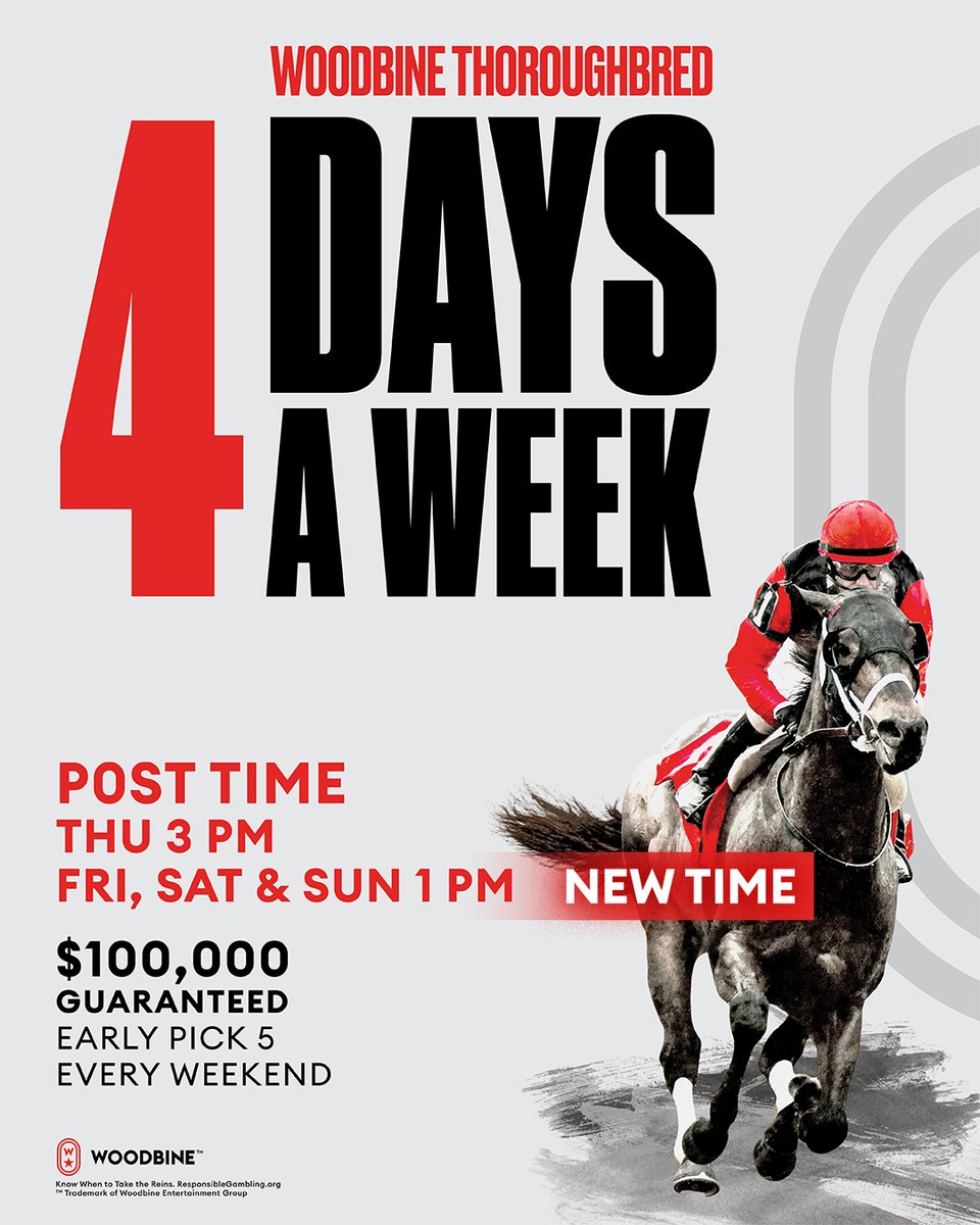 WoodbineTB's tweet photo. We have New Weekend Post Times at Woodbine 🐎

Check out all the action all summer long! https://t.co/A3CqlbT0dw