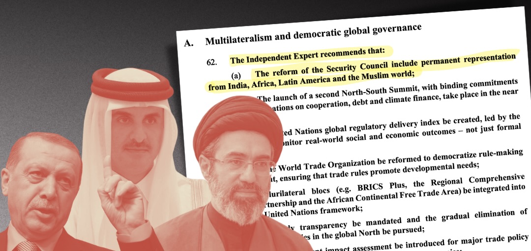 UNWatch's tweet photo. In his report to the UNHRC in September 2025, Katrougalos’s first recommendation was to give the Muslim World a permanent seat on the UN Security Council — effectively handing veto power to governments such as the Islamic Republic of Iran, Pakistan, Turkey, and Qatar. https://t.co/9zhrFvZ9em