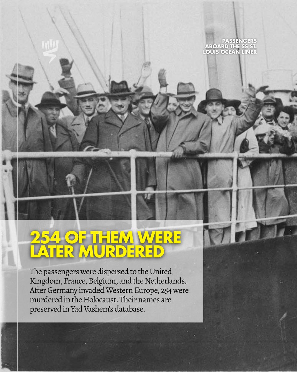 YVUSAFoundation's tweet photo. 87 years ago this week, the MS St. Louis was denied refuge with 937 mostly Jewish refugees aboard.

They had escaped Nazi Germany. Cuba, the U.S., and Canada refused them.

Captain Gustav Schröder refused to return them to Germany. Later, Yad Vashem recognized him as Righteous Among the Nations.

254 passengers were later murdered in the Holocaust.

This is why we name them.