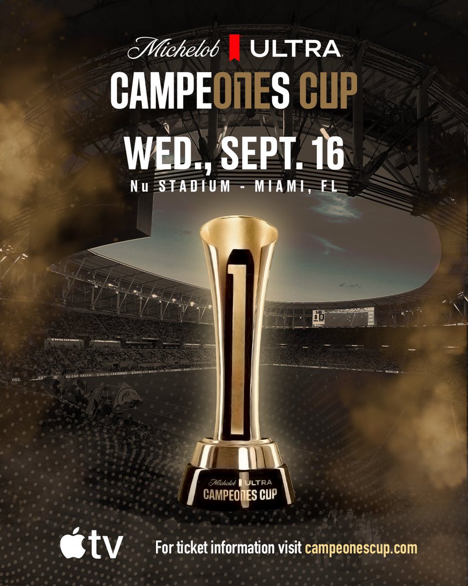 CampeonesCup's tweet photo. Summer’s final act is in Miami, in a year when North America takes center stage in world soccer 🦩

The 2026 Michelob ULTRA Campeones Cup is set for Wednesday, September 16 at Nu Stadium https://t.co/BLEevutLqk