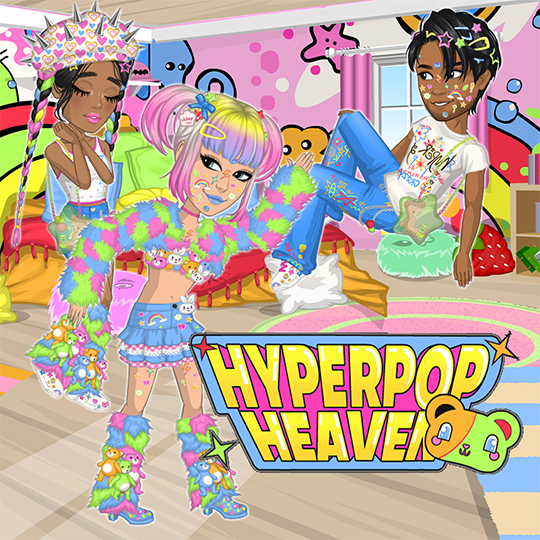 MSP_world's tweet photo. Bright colors, stacked accessories and more.💖🎧🧸✨ Hyperpop Heaven has what you need to stand out. Now in the shop! 🌈⭐ #MovieStarPlanet #MovieStarPlanet2 #Theme https://t.co/XcrJb9Buo7