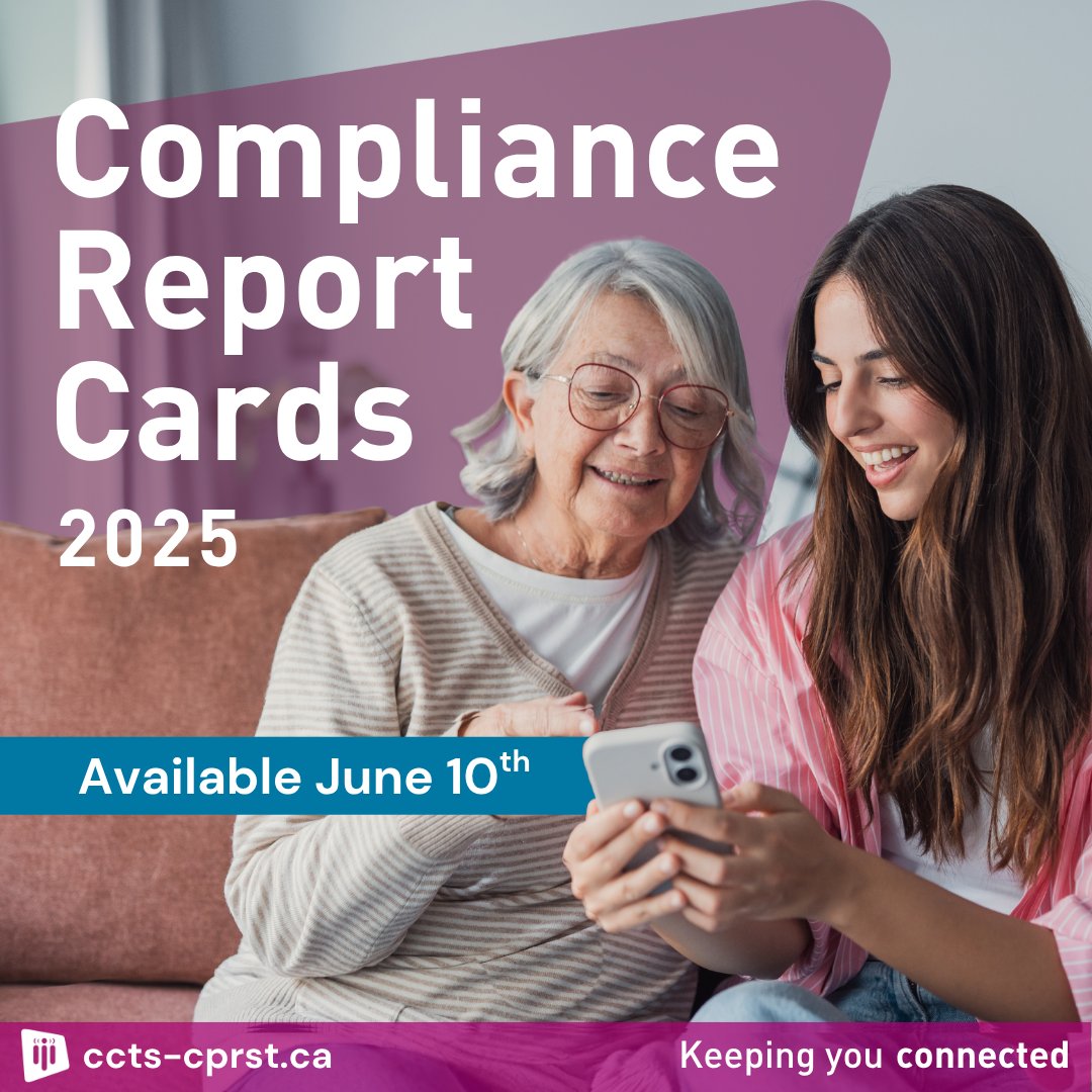 CCTS_CPRST's tweet photo. Coming soon! Our 2025 Compliance Report Cards reveal how well wireless, internet, phone and TV service providers complied with a range of CCTS requirements last year. Available June 10th: https://t.co/MJjMSGQSZz https://t.co/yGbLloEwVr