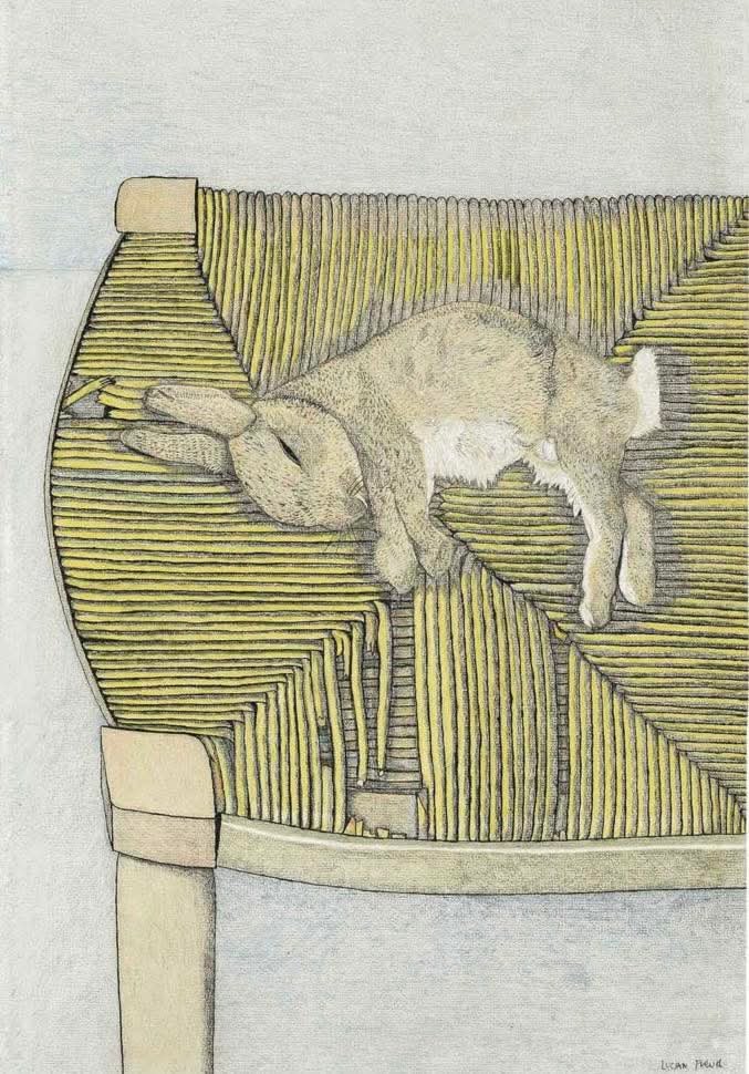 tittiscotti's tweet photo. Lucian Freud, 
Rabbit on a chair, 1944 https://t.co/SxuNbzXk7Z