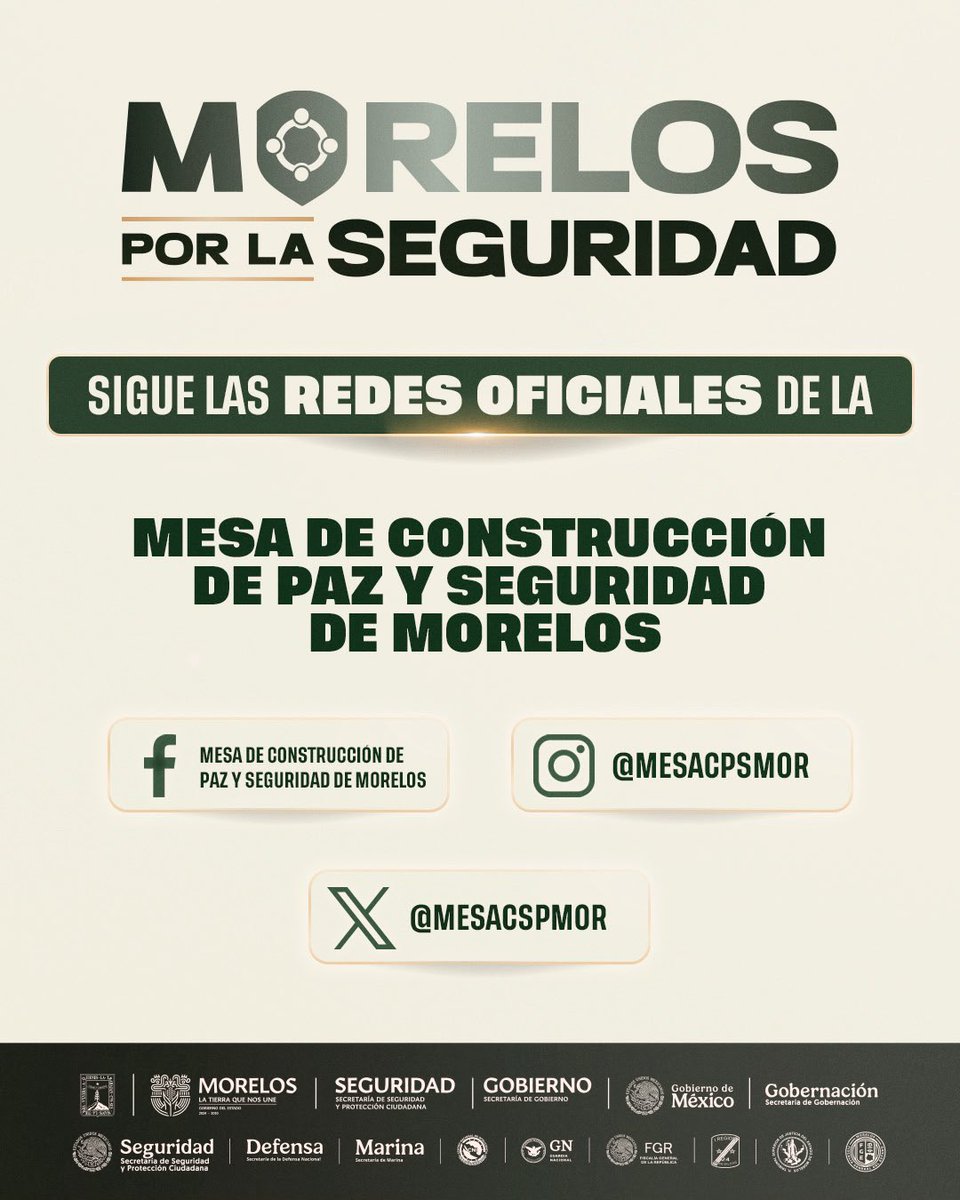 Economia_mor's tweet photo. Sigue las redes de la @MesaCSPMor y entérate de todas las acciones que estamos realizando para que todas y todos vivamos tranquilos y seguros. https://t.co/UVrLRfBwAd