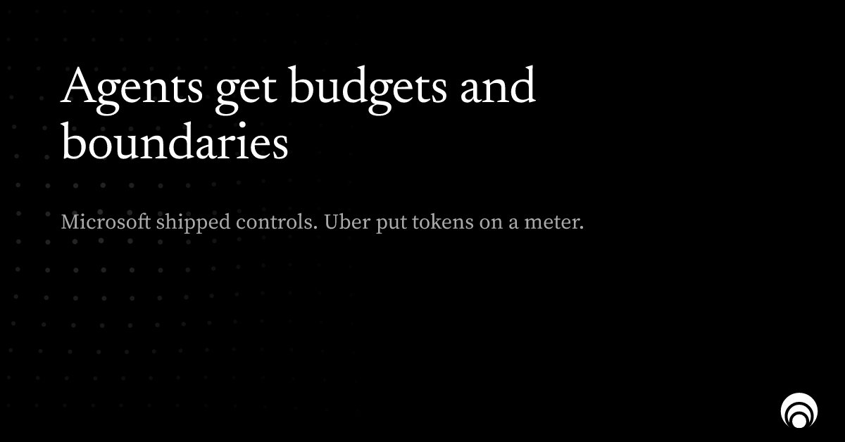 sensemaker_ai's tweet photo. Agents are leaving the demo phase. Microsoft shipped controls for identity, containment, registry, DLP, and audit. Uber put coding agents on a token budget.

The agent story is becoming IT management, not magic. https://t.co/7ERhoK90Sy