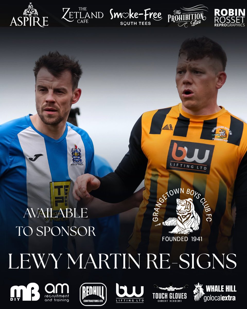 GrangetownBC's tweet photo. ⚽✍️ Last season's goalscorer Lewis Martin re-signs becoming our seventh bit of business

🔥Unknown to many, the in-demand hitman was managing a tendon problem last season which hindered him yet he was still able to find the net 8 times as our main attacking outlet. With the off season providing a chance to recover, there is even more to come this campaign!

🗣️Wayne said: "I am looking forward to seeing Lew and Staresy linking up this season. Two big strong lads who are both prolific in front of goal with the experience to complement each other, so to get Lew onboard again bodes well and it’s going to be exciting to see"

🐅Welcome back Lewy!

📸 @sportsshotsnews