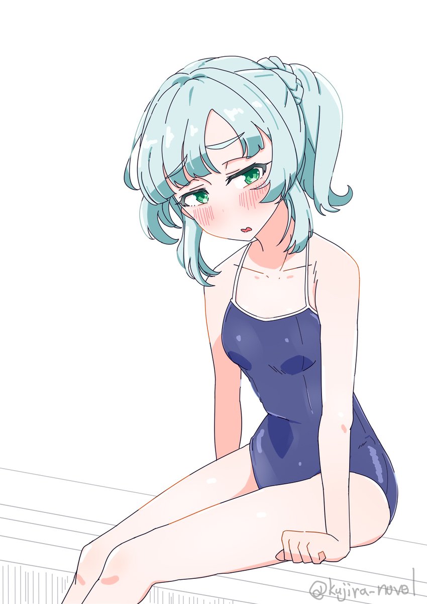 kujira_novel's tweet photo. 突然スク水が描きたくなったのでシオネに犠牲になってもらった #ナナピク https://t.co/2QEdIM9ny9