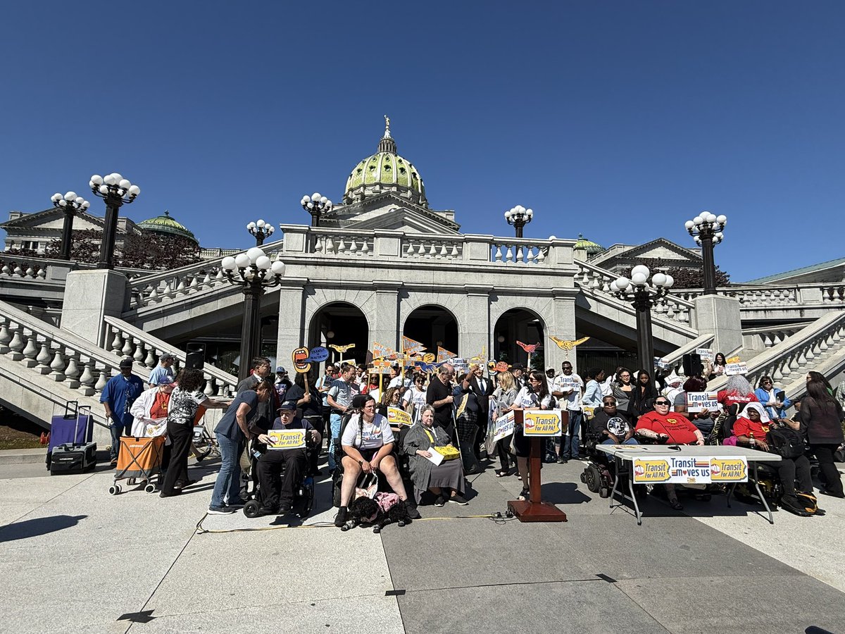 PaSenateDems's tweet photo. Advocates from all over the Commonwealth have come to Harrisburg to “fight for safe, reliable and dignified access to transit for all.” https://t.co/ygia64RVMs