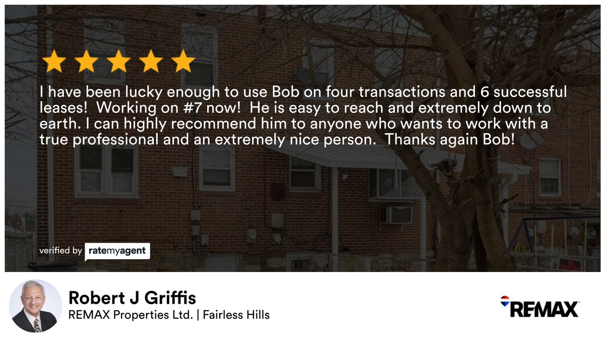 BobGriffisRE's tweet photo. My latest RateMyAgent review in Bristol.
PA RS132835A
https://t.co/oP1B5MB0El

...
#ratemyagent #realestate #REMAX_Properties_Ltd__Fairless_Hills https://t.co/VfDTO3YWzz