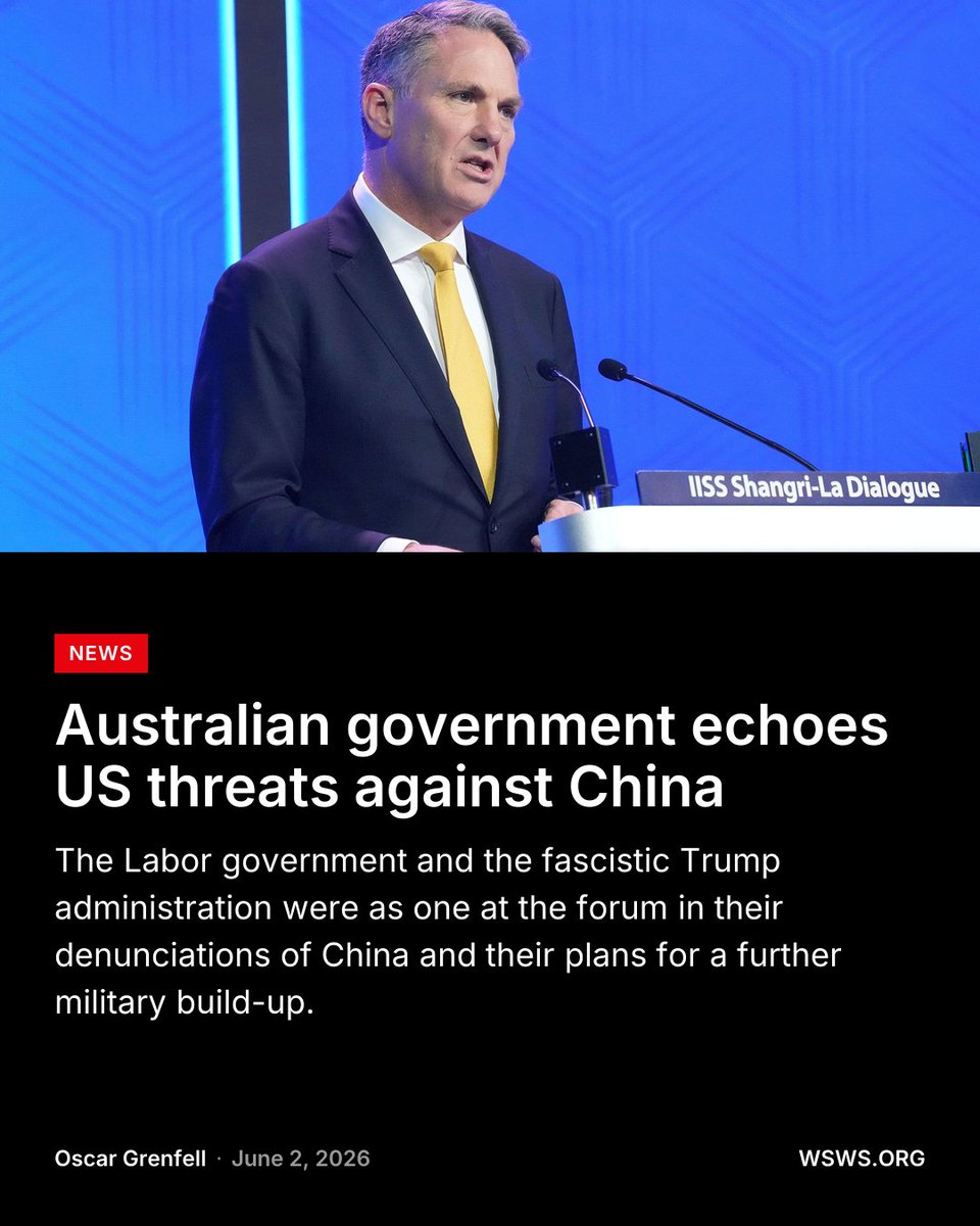 Andre__Damon's tweet photo. The Shangri-La Dialogue in Singapore was another demonstration of Australia’s central role as a regional attack dog for American imperialism on its war path with China. https://t.co/6CNW1ASvYO